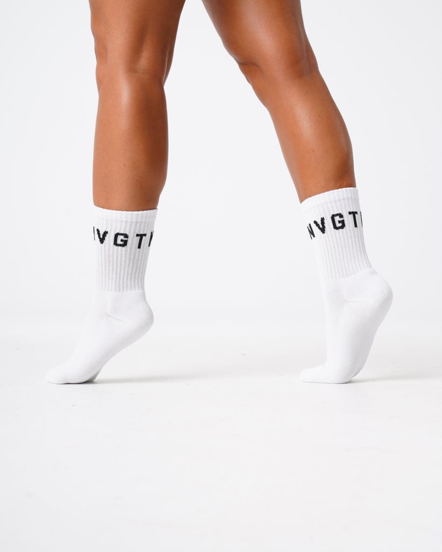 Accesorios NVGTN Crew Socks Hombre Blancas España | XFXFSpoE