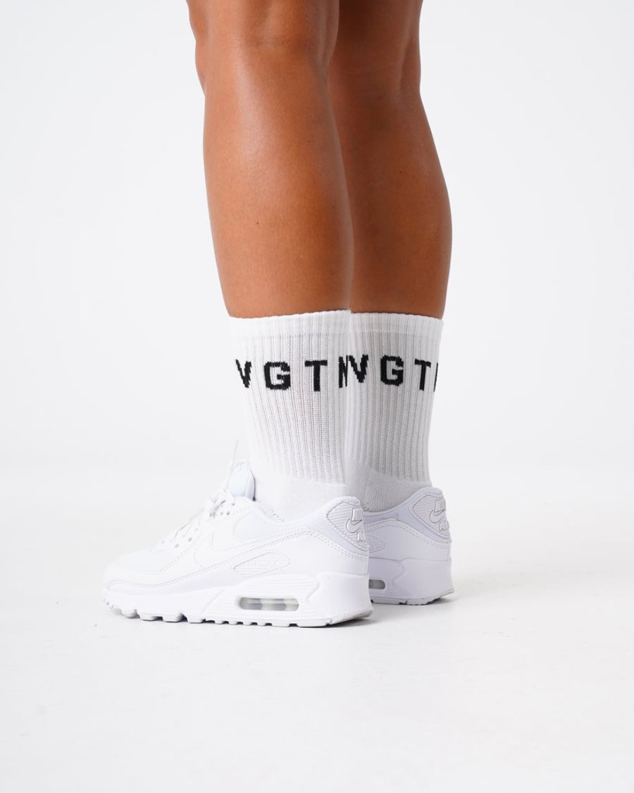 Accesorios NVGTN Crew Socks Hombre Blancas España | XFXFSpoE