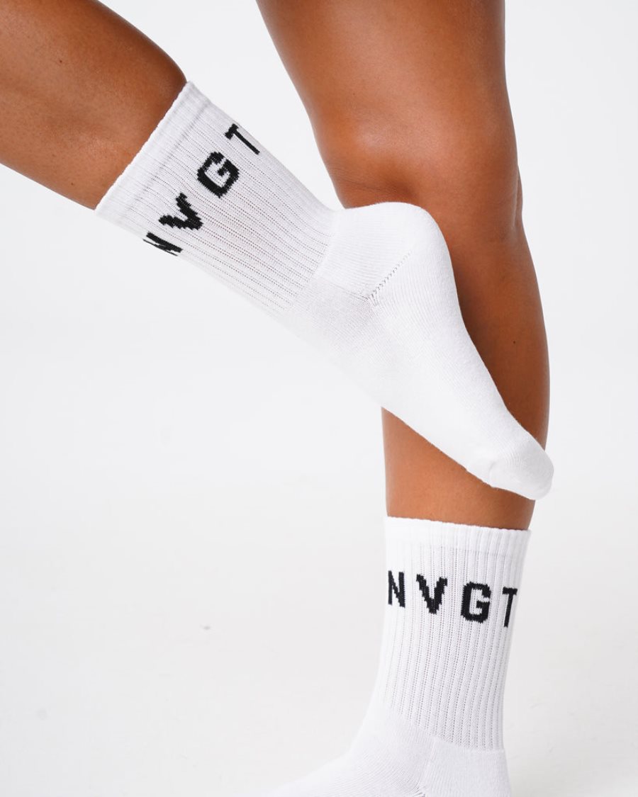 Accesorios NVGTN Crew Socks Hombre Blancas España | XFXFSpoE