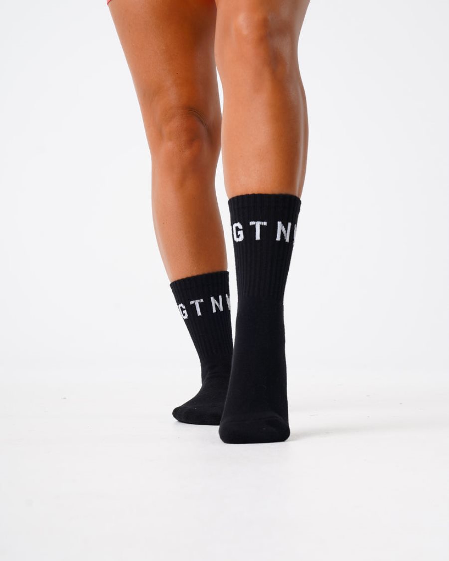 Accesorios NVGTN Crew Socks Hombre Negras España | BFRFhbyt