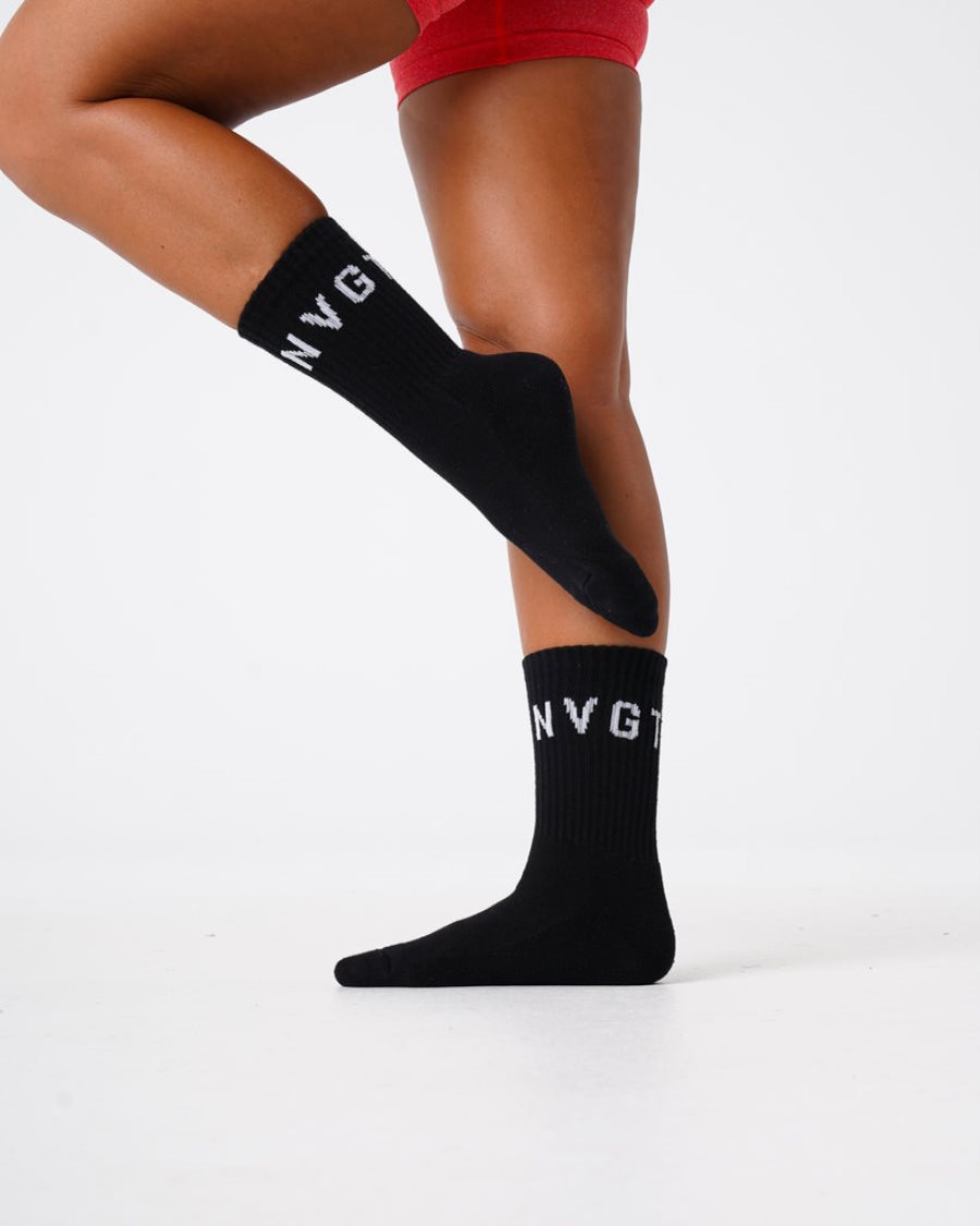 Accesorios NVGTN Crew Socks Hombre Negras España | BFRFhbyt