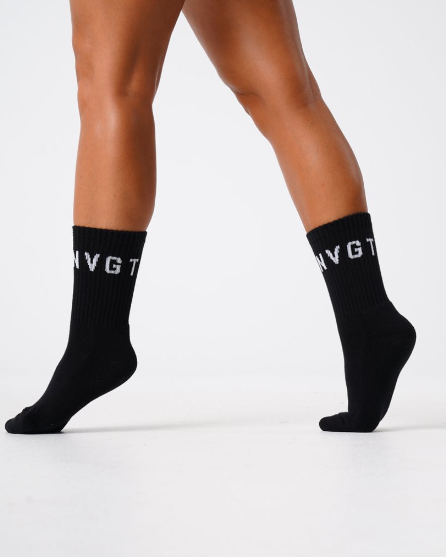 Accesorios NVGTN Crew Socks Mujer Negras España | afJtuJqG