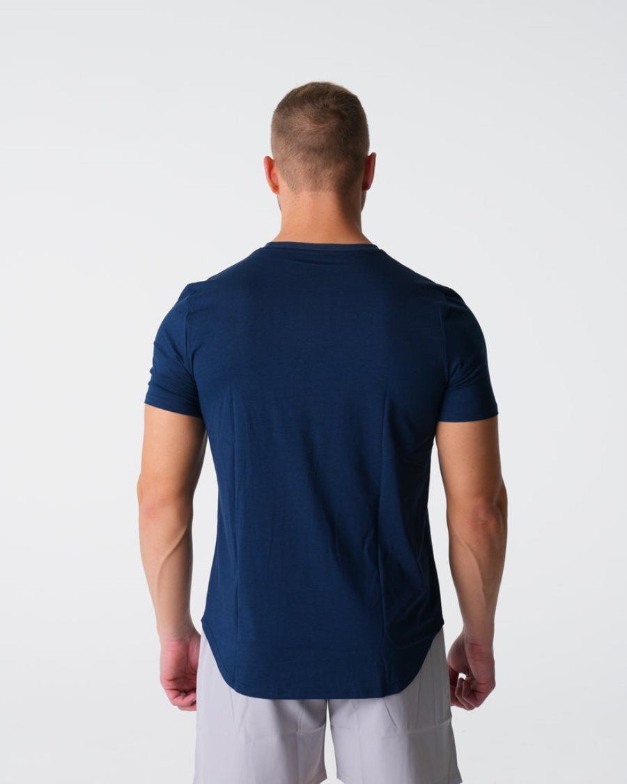 Camiseta NVGTN Pulse Fitted Hombre Azul Marino España | Fu2CU84K