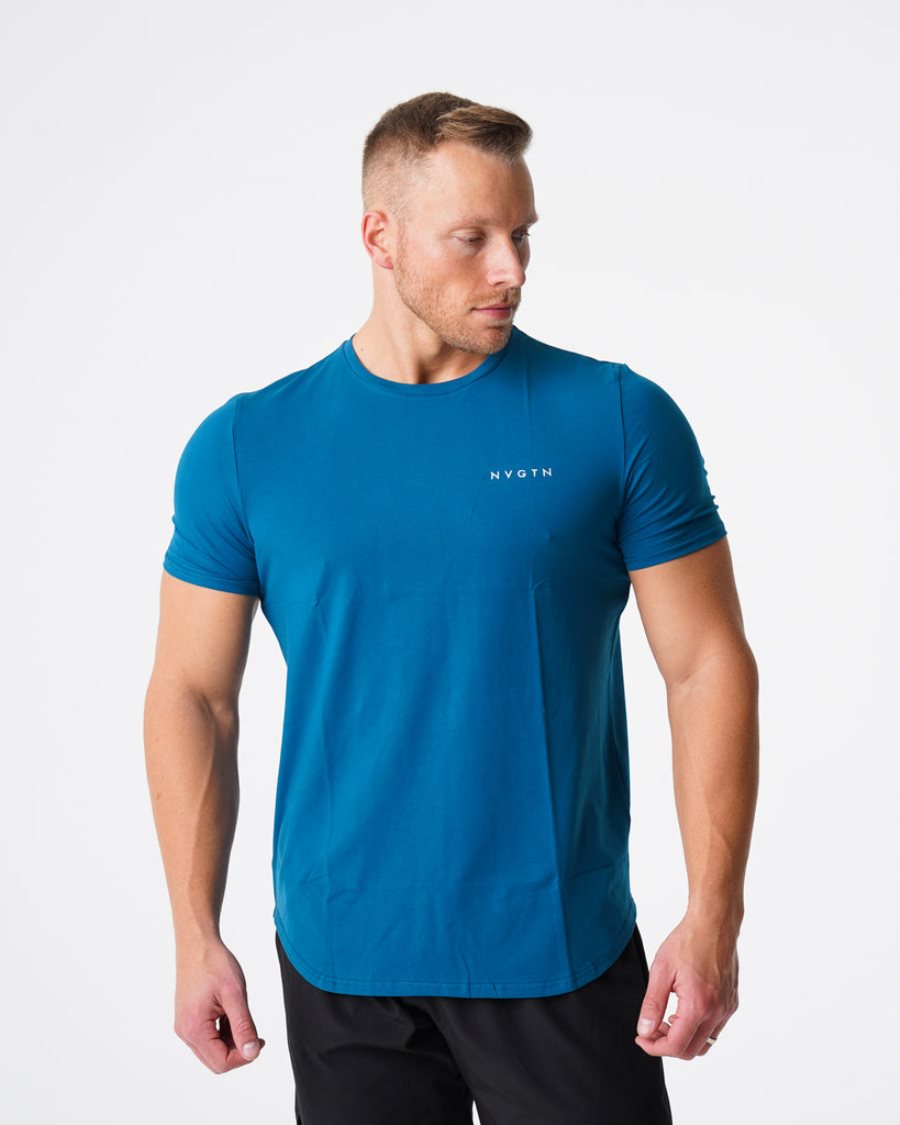 Camiseta NVGTN Pulse Fitted Hombre Azules España | dXO9lU8t