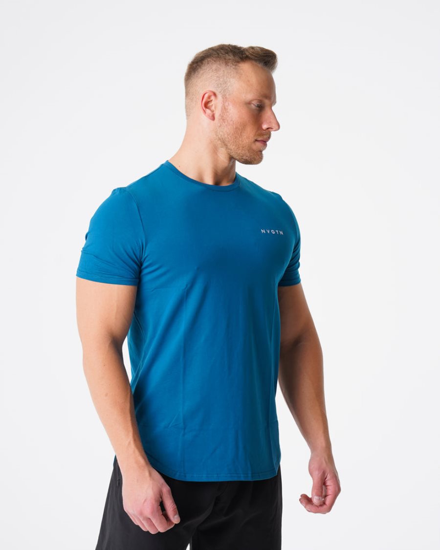 Camiseta NVGTN Pulse Fitted Hombre Azules España | dXO9lU8t