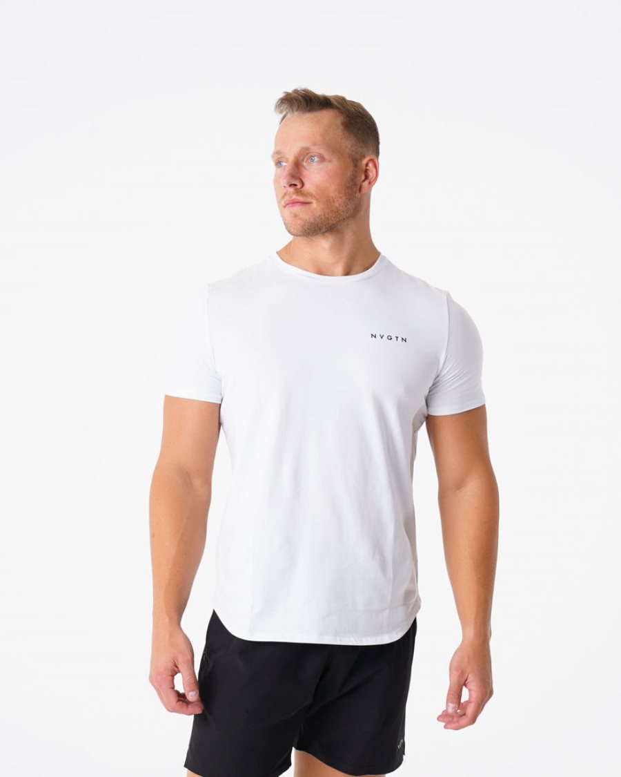 Camiseta NVGTN Pulse Fitted Hombre Blancas España | PrSNfvat