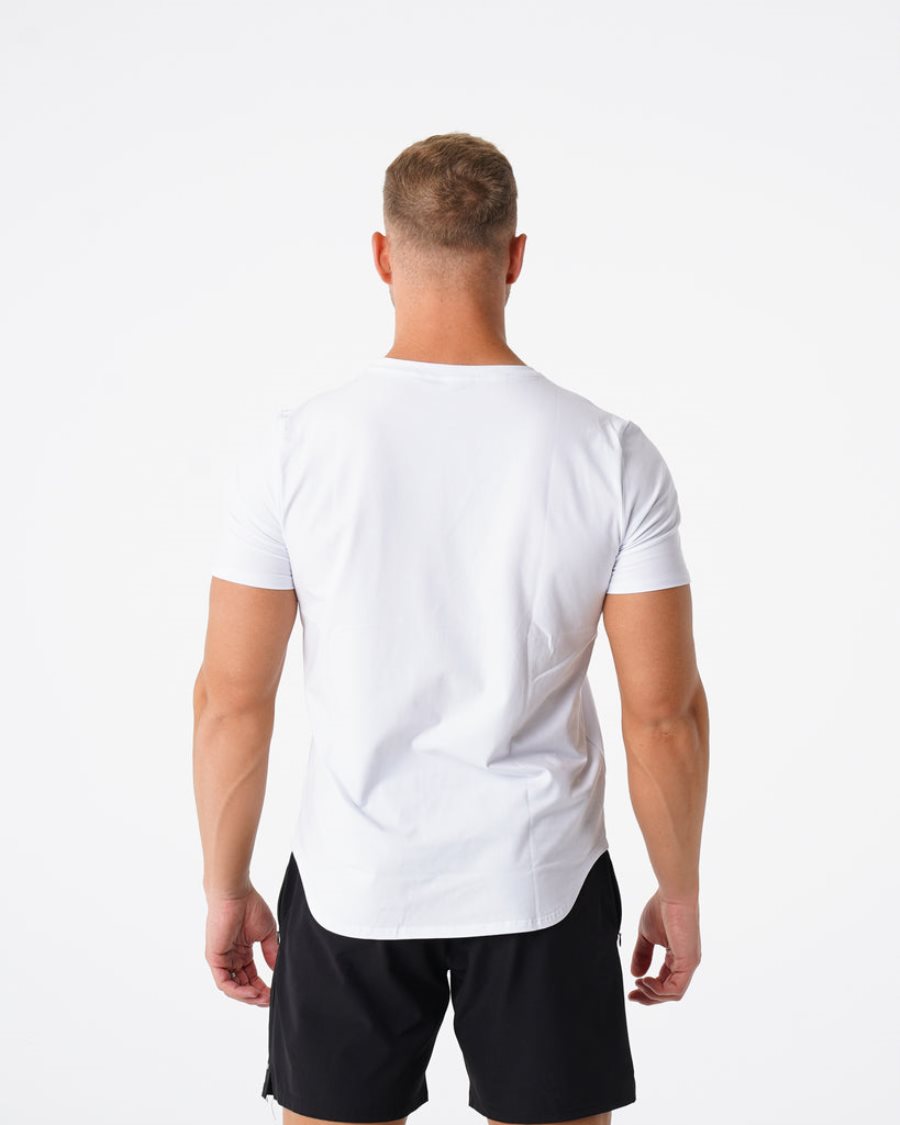 Camiseta NVGTN Pulse Fitted Hombre Blancas España | PrSNfvat