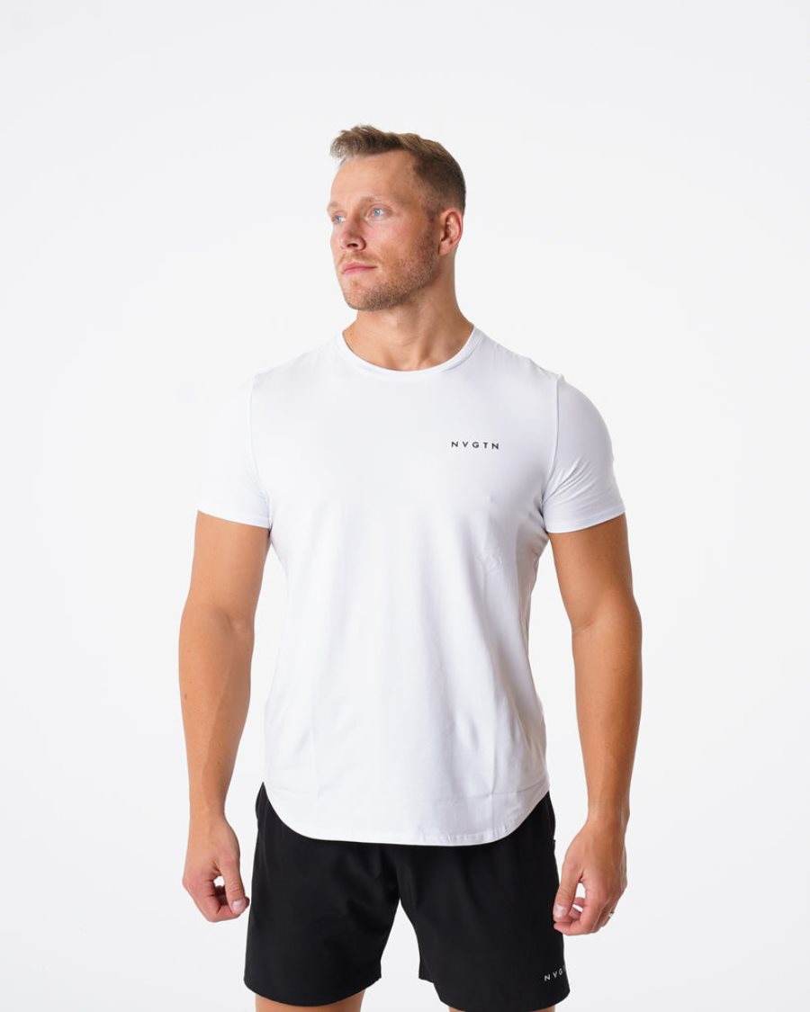 Camiseta NVGTN Pulse Fitted Hombre Blancas España | PrSNfvat