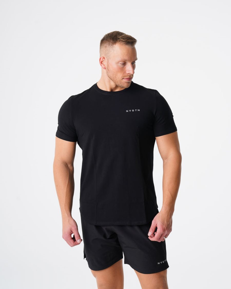 Camiseta NVGTN Pulse Fitted Hombre Negras España | Y3Db7CrS