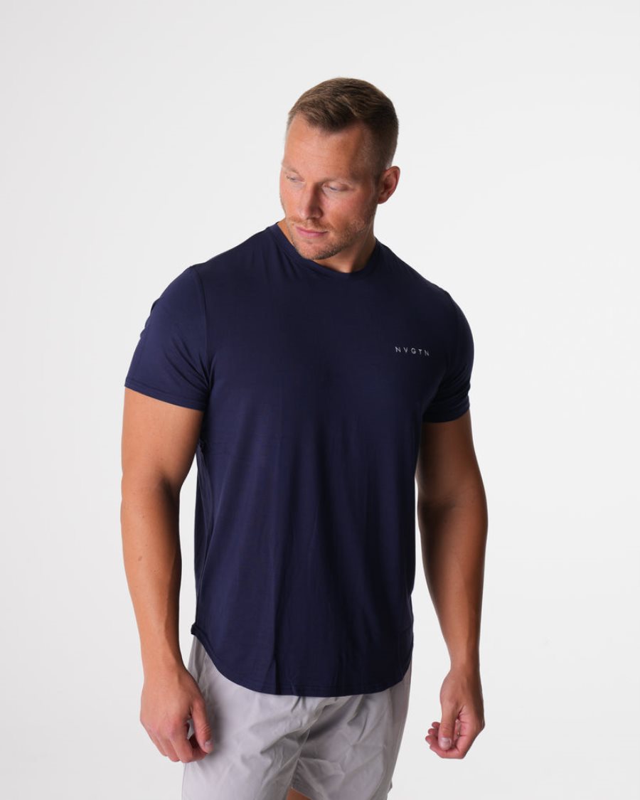 Camiseta NVGTN Tech Fitted Hombre Azul Marino España | Og1wK8ws