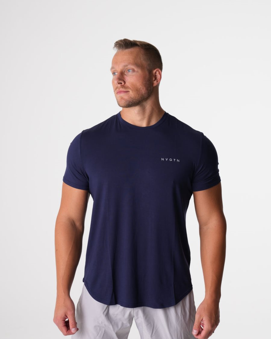 Camiseta NVGTN Tech Fitted Hombre Azul Marino España | Og1wK8ws