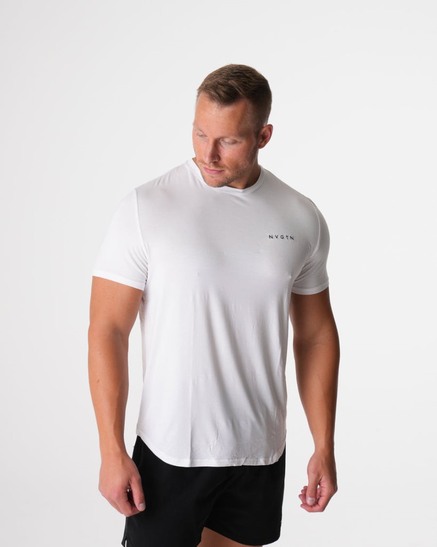 Camiseta NVGTN Tech Fitted Hombre Blancas España | nGaJBXZ3