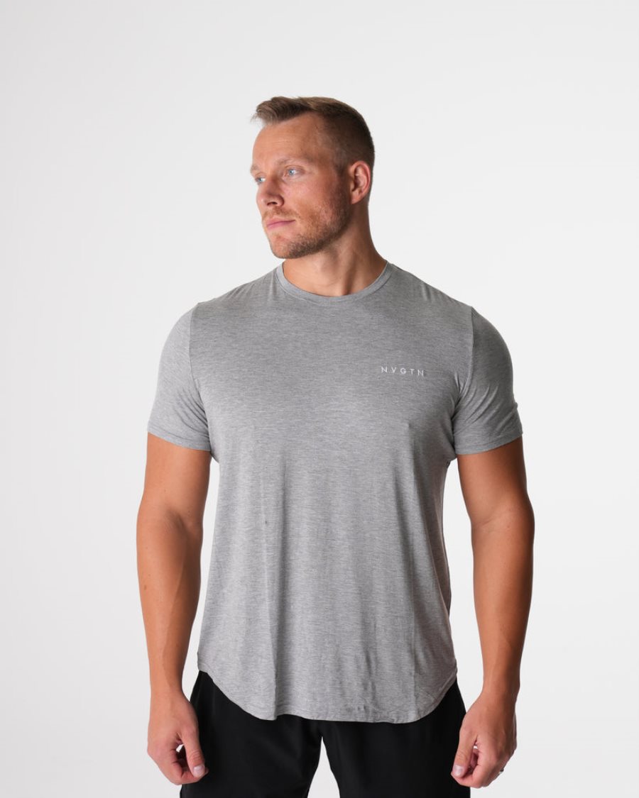 Camiseta NVGTN Tech Fitted Hombre Gris España | 5PbsHCR1