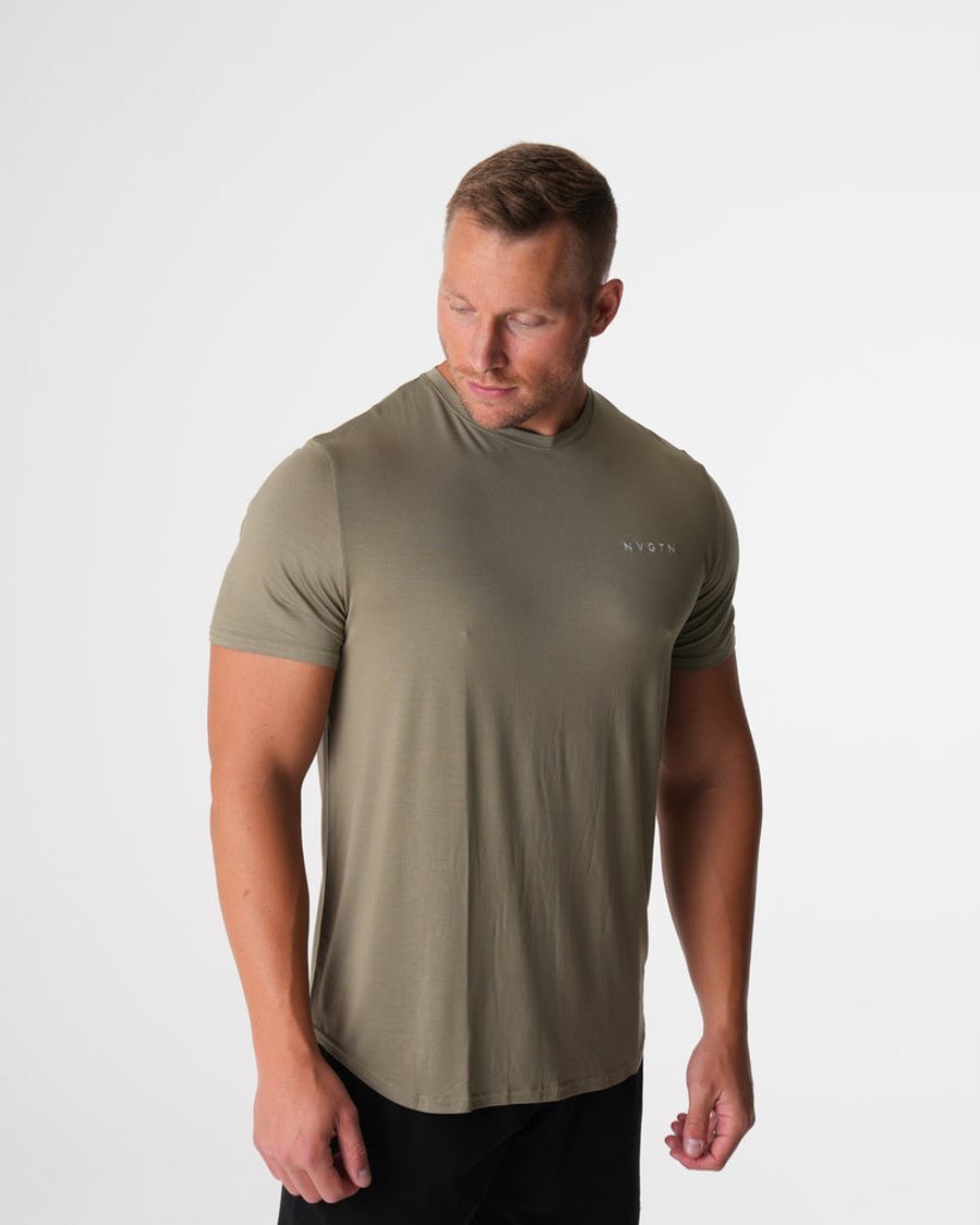 Camiseta NVGTN Tech Fitted Hombre Verde España | YoRfXlyT