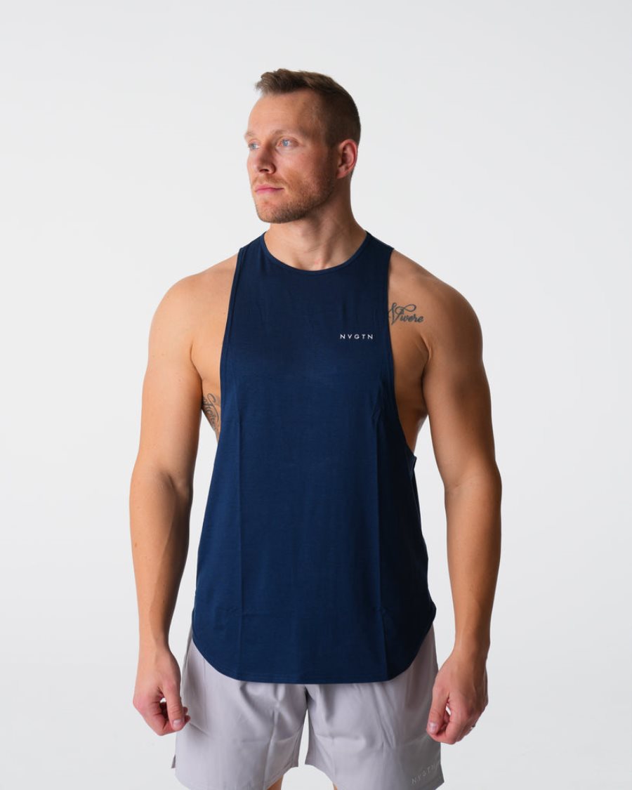 Camiseta Tirantes NVGTN Pulse Edge Hombre Azul Marino España | RhFz36A9