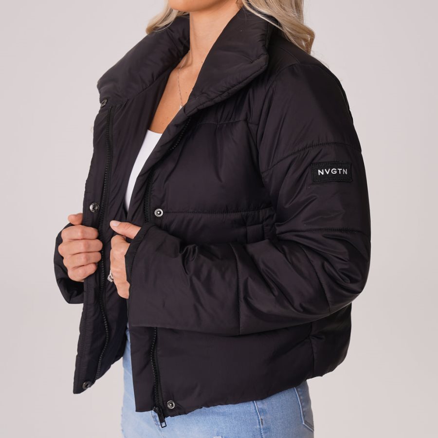 Chaquetas NVGTN Invierno Nights Puffer Mujer Negras España | B8eNo2tL