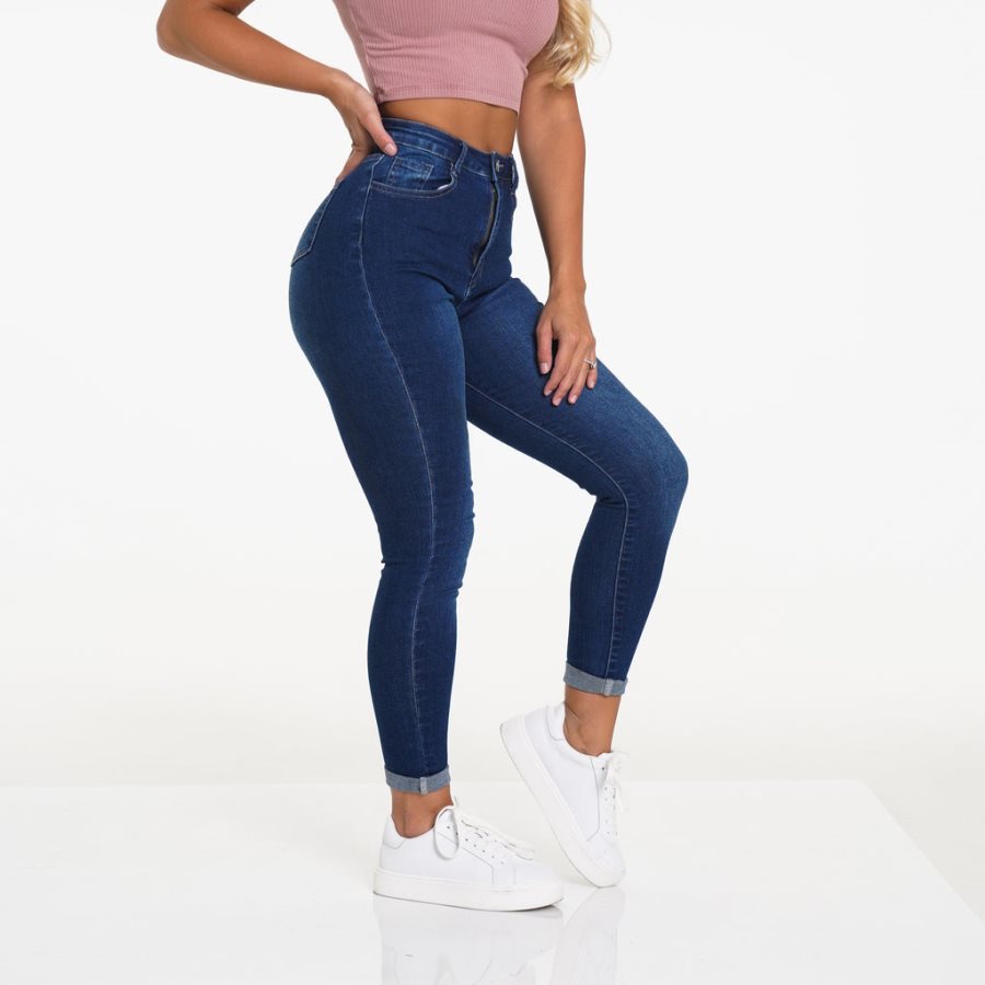 Jeans NVGTN Navishape Mujer Azules Oscuro España | P4Osyrpv