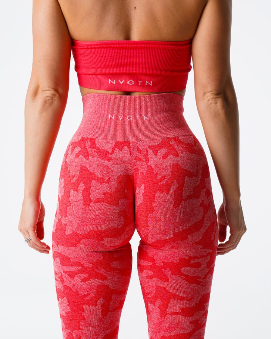 Leggins NVGTN Camo Seamless Mujer Rojas España | J0zFLzj1