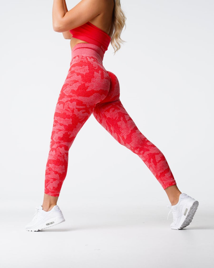 Leggins NVGTN Camo Seamless Mujer Rojas España | J0zFLzj1