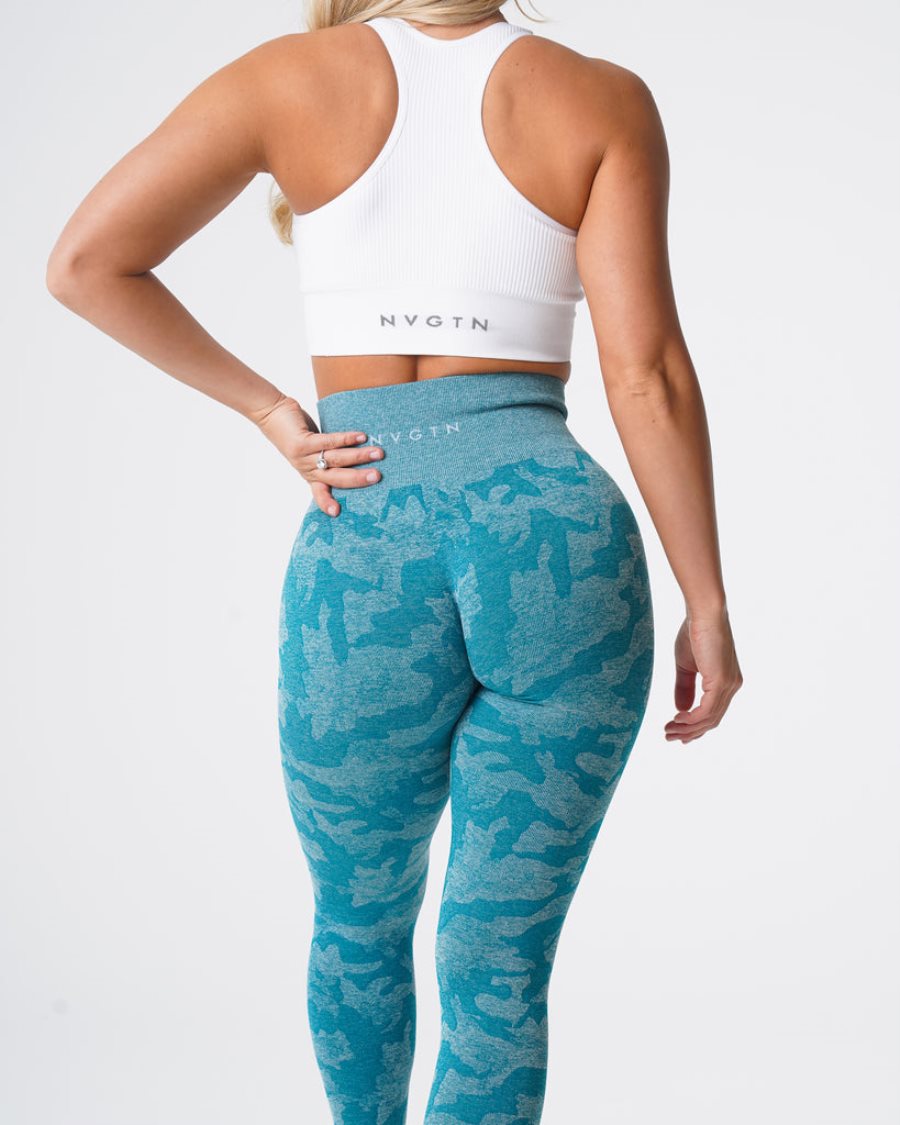 Leggins NVGTN Camo Seamless Mujer Turquesa España | oR5rDx1L