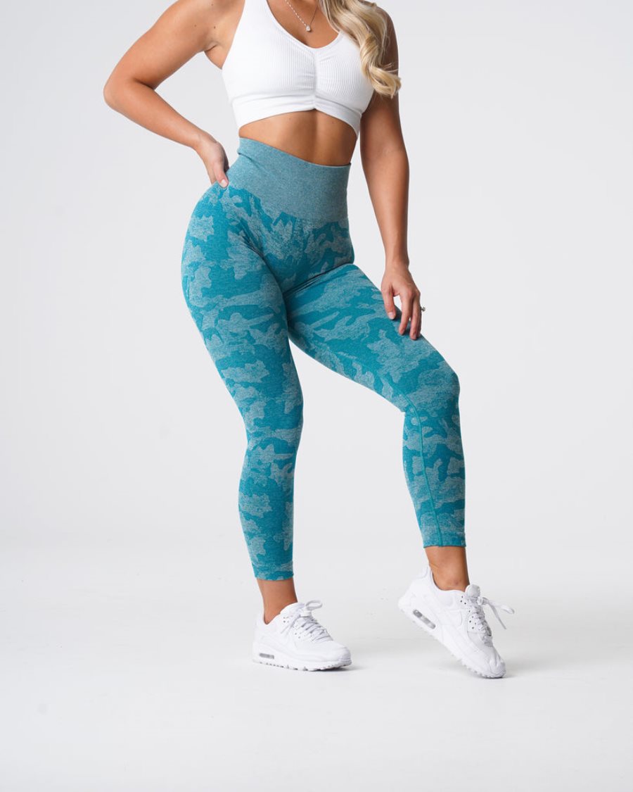 Leggins NVGTN Camo Seamless Mujer Turquesa España | oR5rDx1L