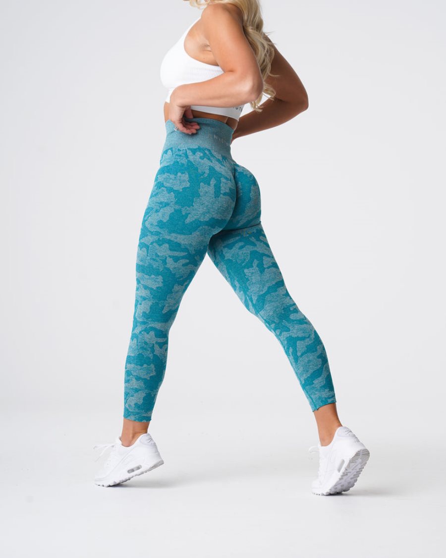 Leggins NVGTN Camo Seamless Mujer Turquesa España | oR5rDx1L