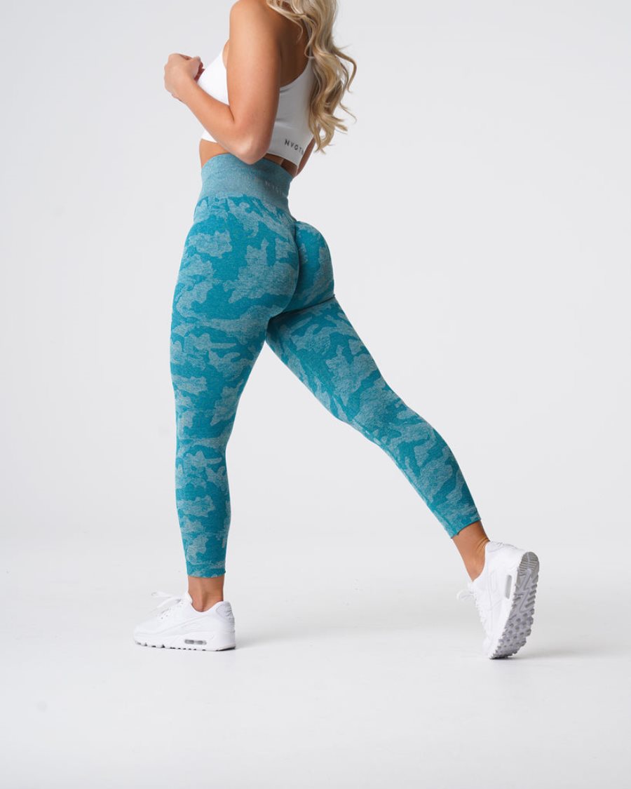 Leggins NVGTN Camo Seamless Mujer Turquesa España | oR5rDx1L