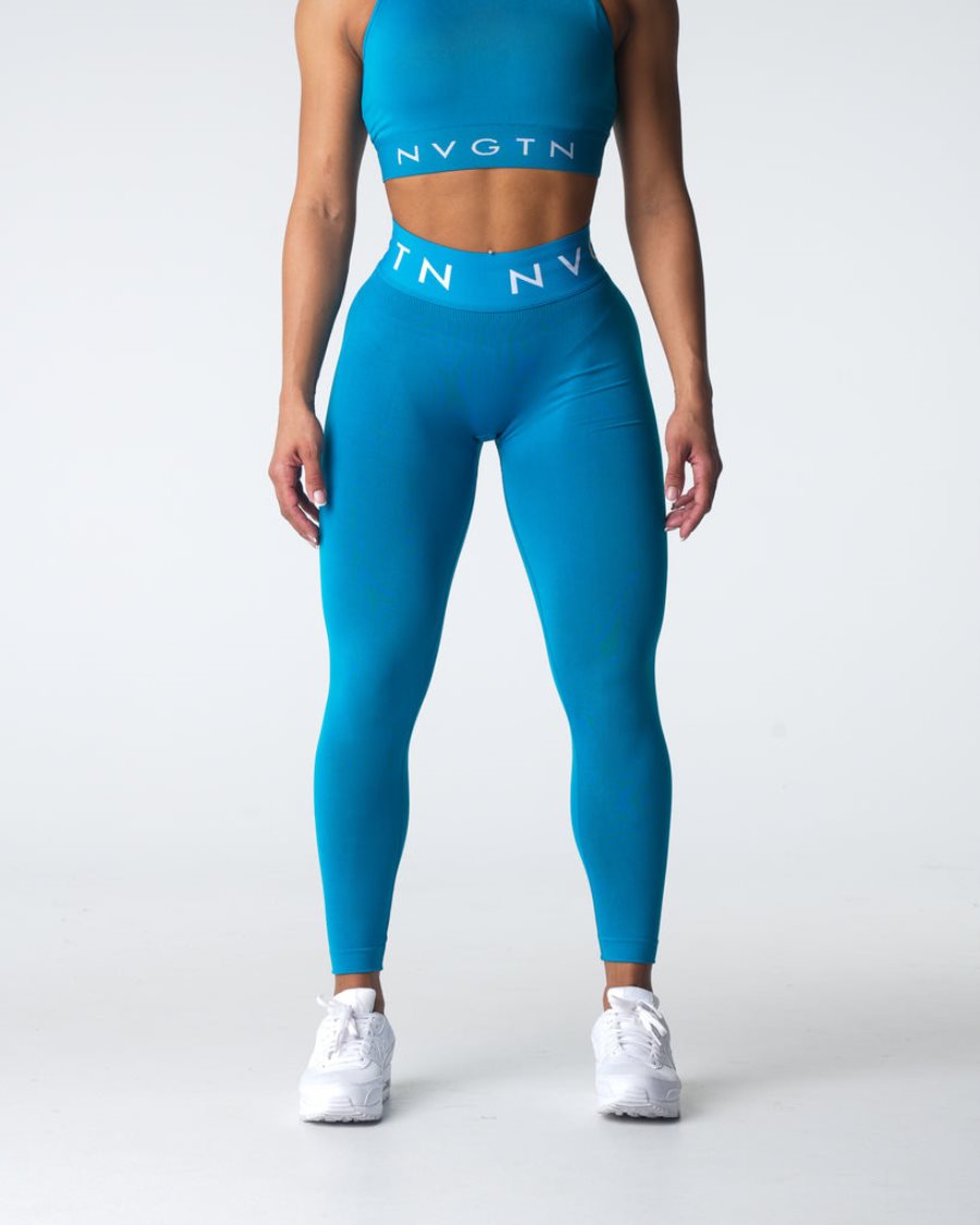 Leggins NVGTN Deporte Seamless Mujer Azules España | WMhKkShq