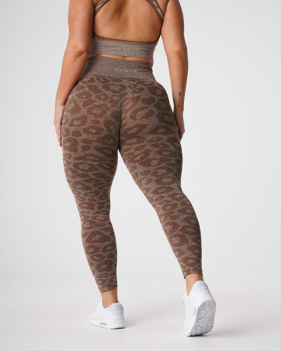 Leggins NVGTN Leopard Seamless Mujer Marrones España | YGhtBWlS