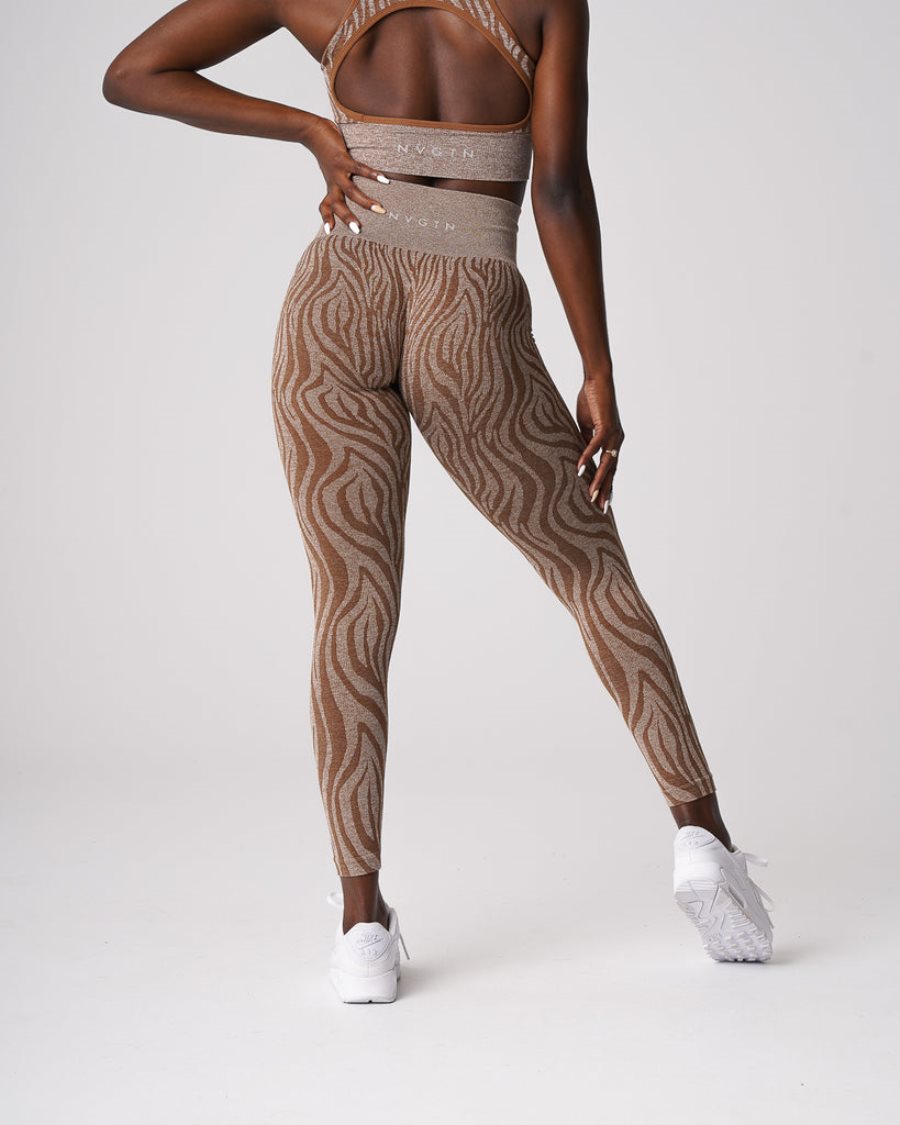 Leggins NVGTN Zebra Seamless Mujer Marrones España | 6nNkr4G3