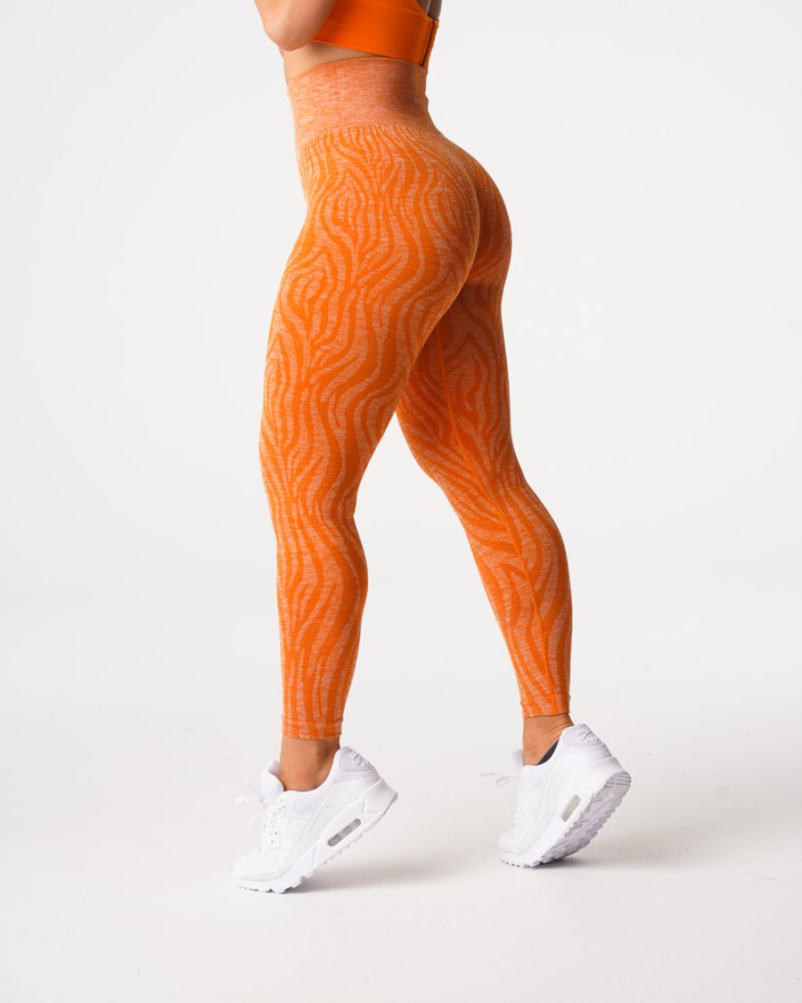 Leggins NVGTN Zebra Seamless Mujer Naranjas España | YEYqwozw