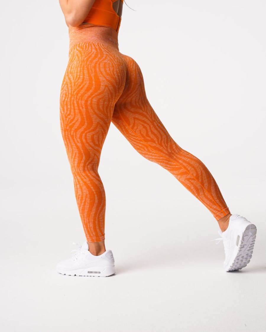 Leggins NVGTN Zebra Seamless Mujer Naranjas España | YEYqwozw