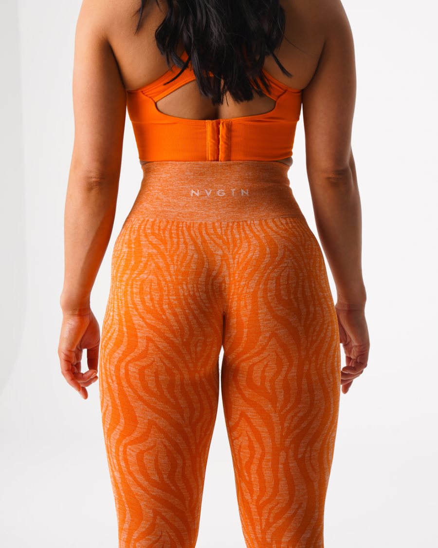 Leggins NVGTN Zebra Seamless Mujer Naranjas España | YEYqwozw