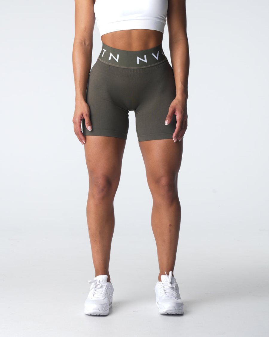 Pantalones Cortos NVGTN Deporte Seamless Mujer Verde Oliva España | mOo5w8dF