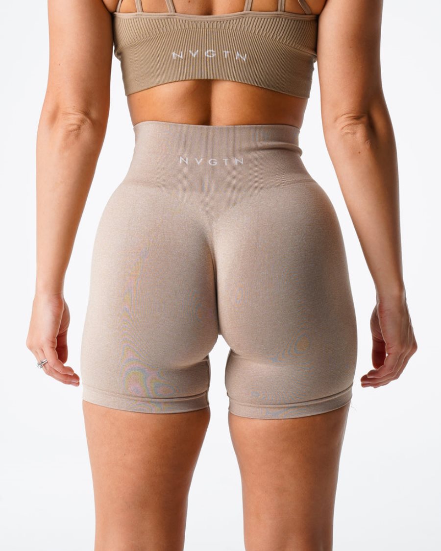 Pantalones Cortos NVGTN Pro Seamless Mujer Beige España | 9UIieQVn