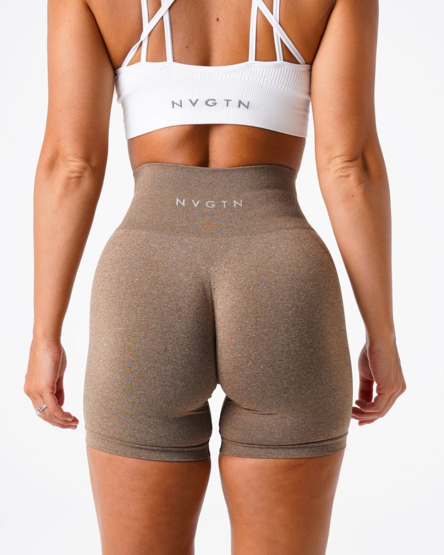 Pantalones Cortos NVGTN Pro Seamless Mujer Marrones España | VUZMnuYO