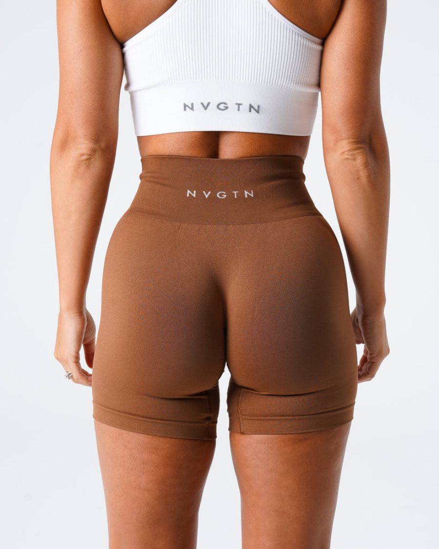 Pantalones Cortos NVGTN Solid Seamless Mujer Chocolate España | HYbR0UDQ