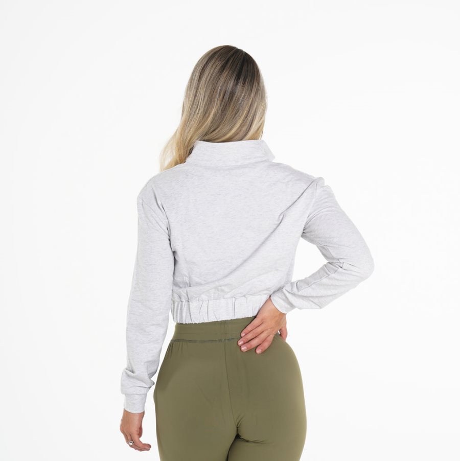 Pullover NVGTN Power Cropped Mujer Gris Claro España | lKIgSViR