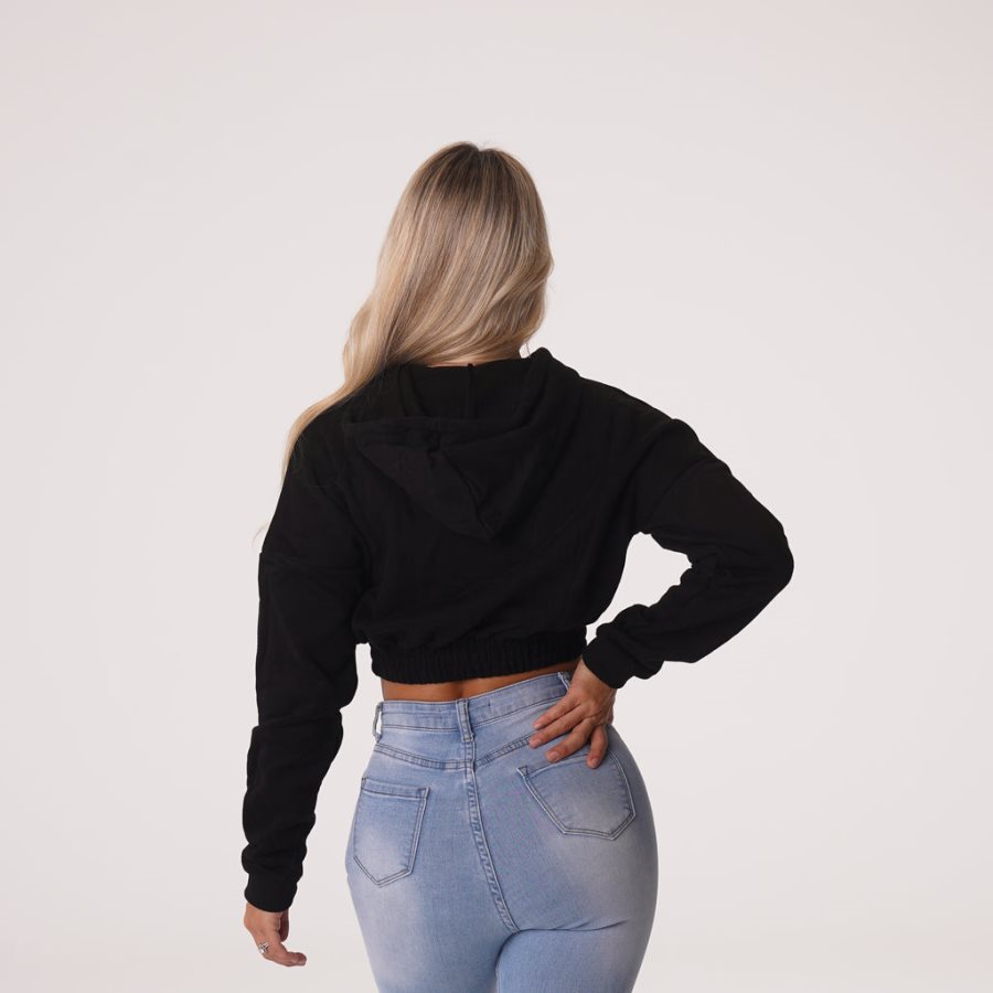 Sudadera Con Capucha NVGTN Cozy Vibes Drop Shoulder Cropped Mujer Negras España | VMWmImRL