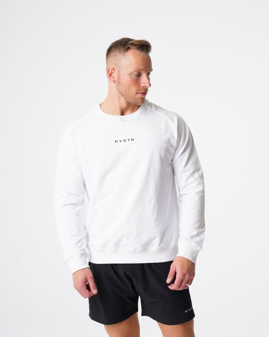 Sudaderas NVGTN Crew Neck Hombre Blancas España | slVAbd8Q