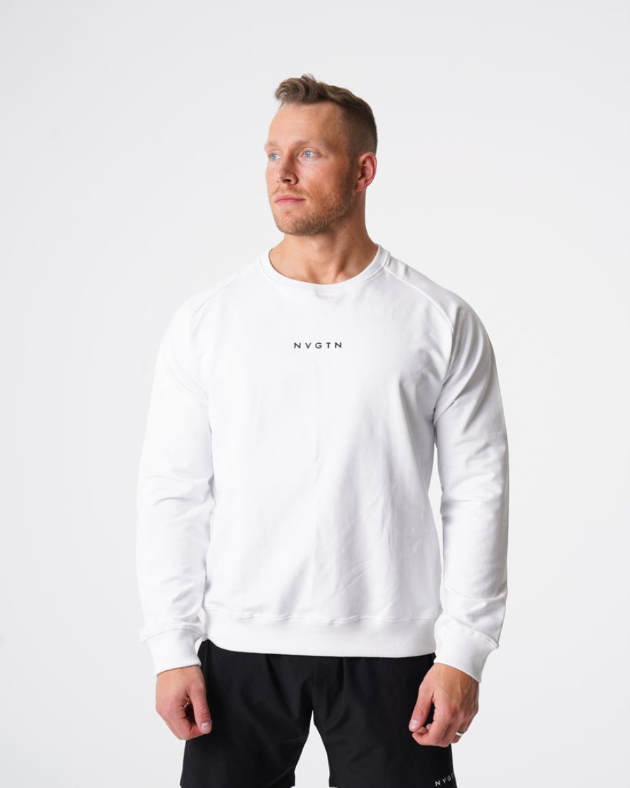 Sudaderas NVGTN Crew Neck Hombre Blancas España | slVAbd8Q