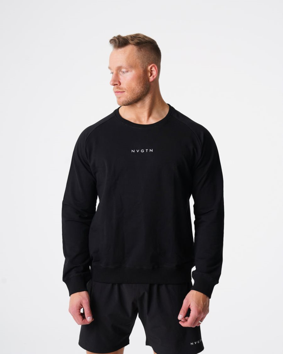 Sudaderas NVGTN Crew Neck Hombre Negras España | EspoBhje