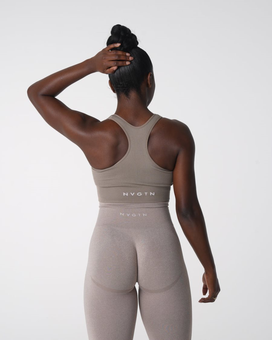 Sujetadores Deportivos NVGTN Cinched Seamless Mujer Gris Marrones España | TReQZhbi