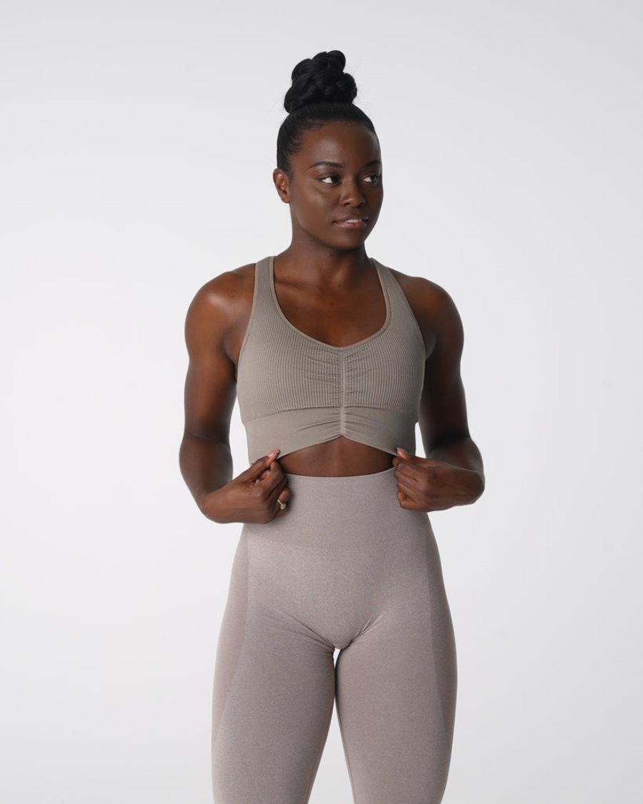 Sujetadores Deportivos NVGTN Cinched Seamless Mujer Gris Marrones España | TReQZhbi