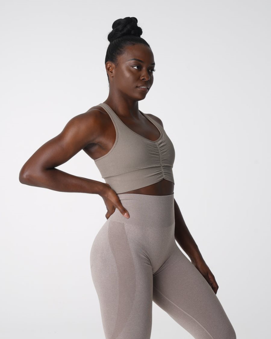 Sujetadores Deportivos NVGTN Cinched Seamless Mujer Gris Marrones España | TReQZhbi