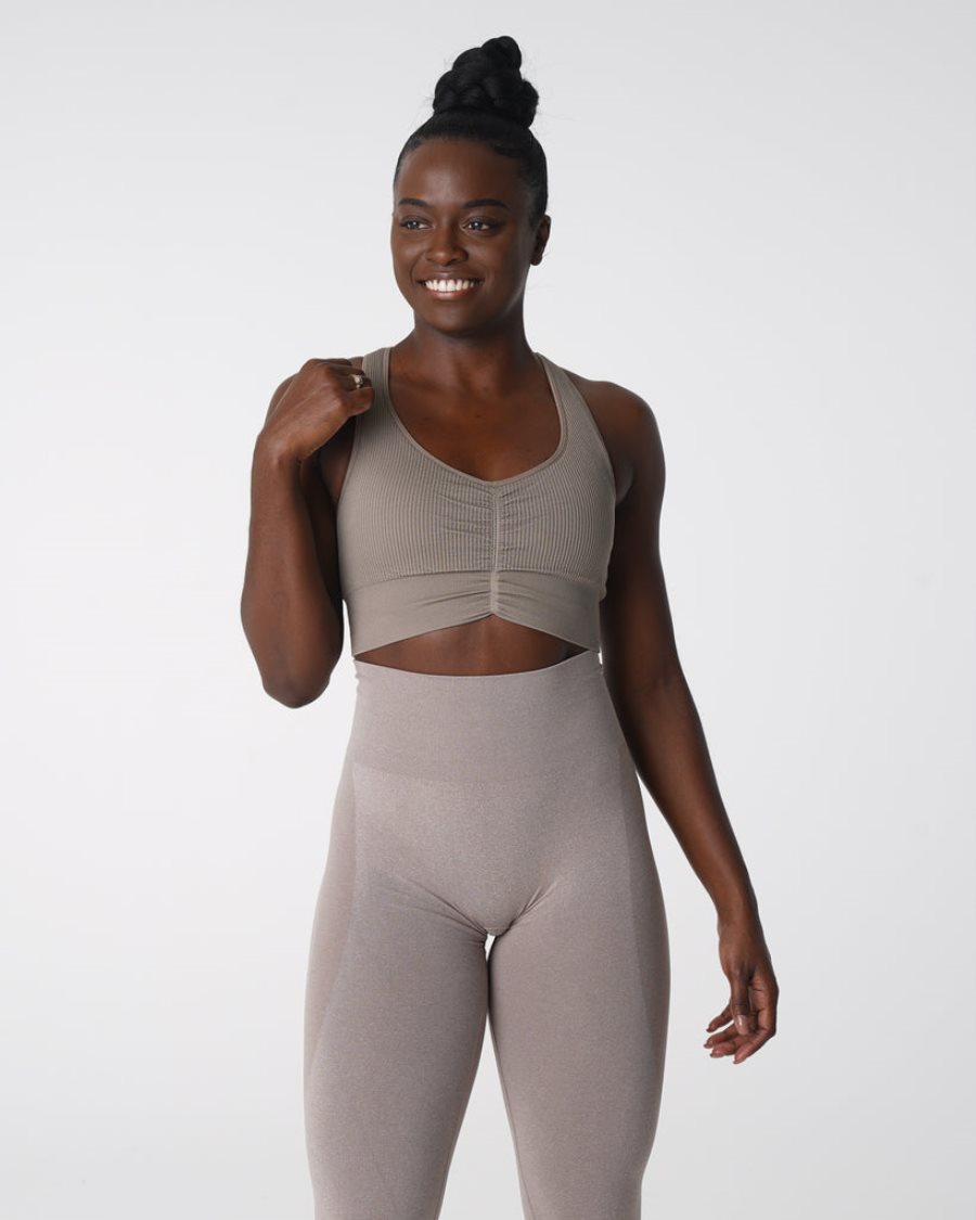 Sujetadores Deportivos NVGTN Cinched Seamless Mujer Gris Marrones España | TReQZhbi