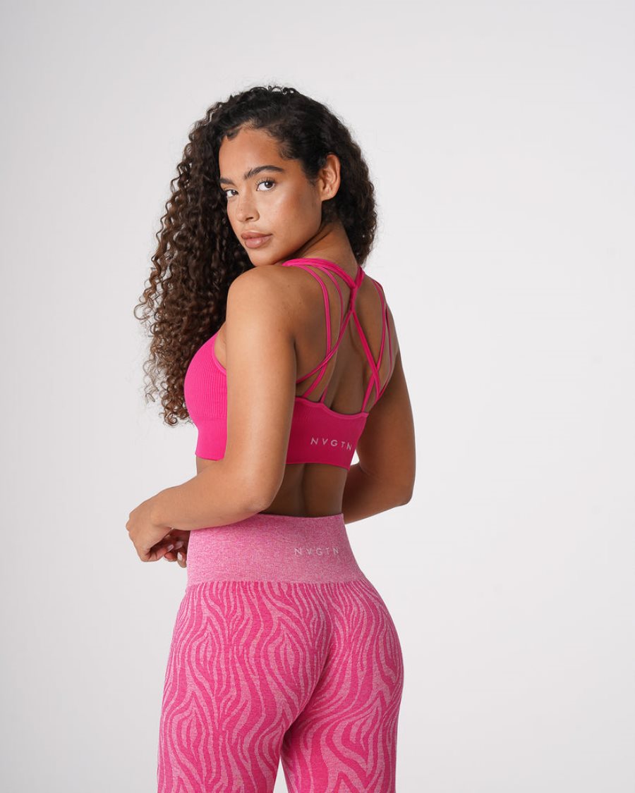 Sujetadores Deportivos NVGTN Galaxy Acanalado Seamless Mujer Fucsia España | DURMLvMu