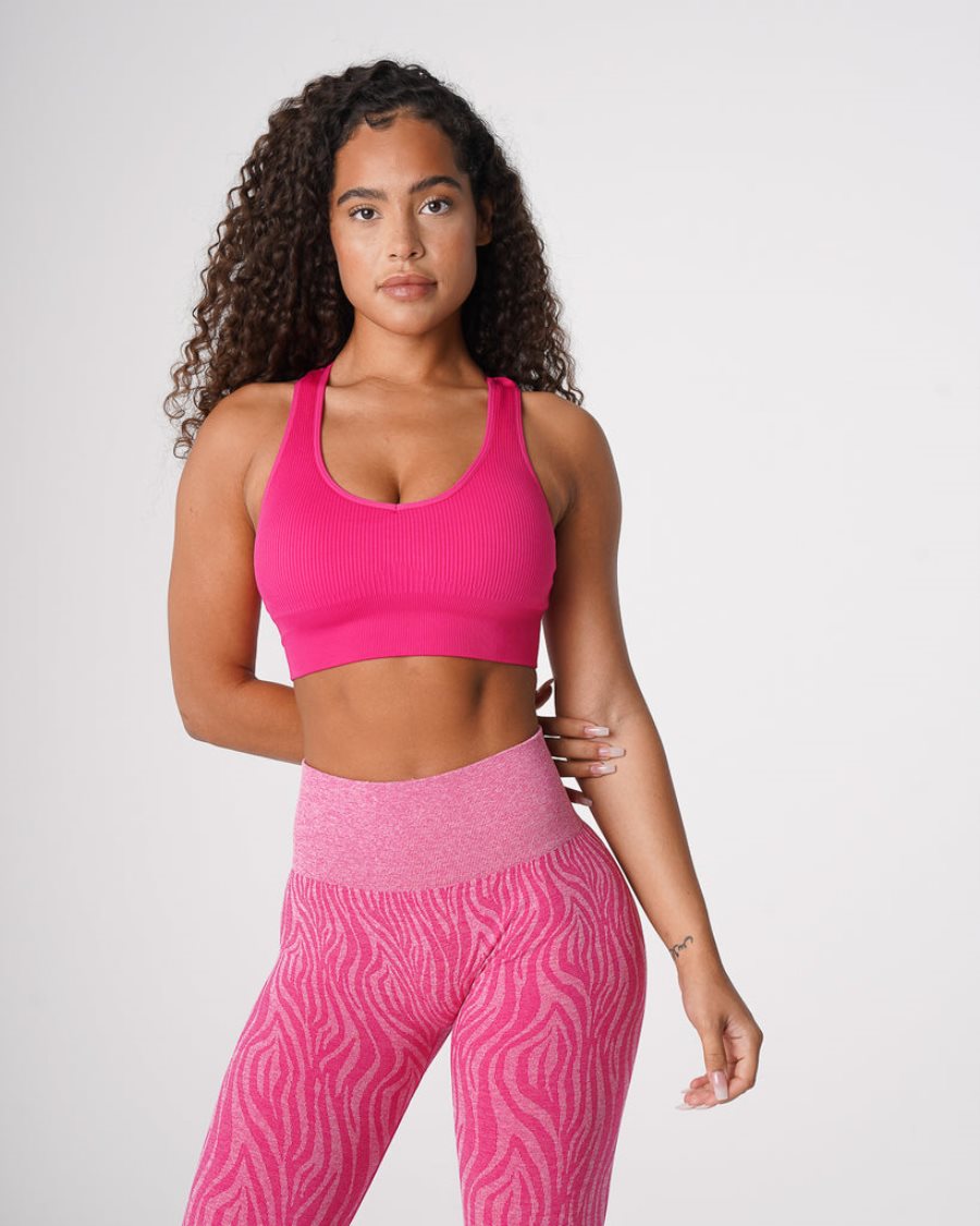 Sujetadores Deportivos NVGTN Galaxy Acanalado Seamless Mujer Fucsia España | DURMLvMu