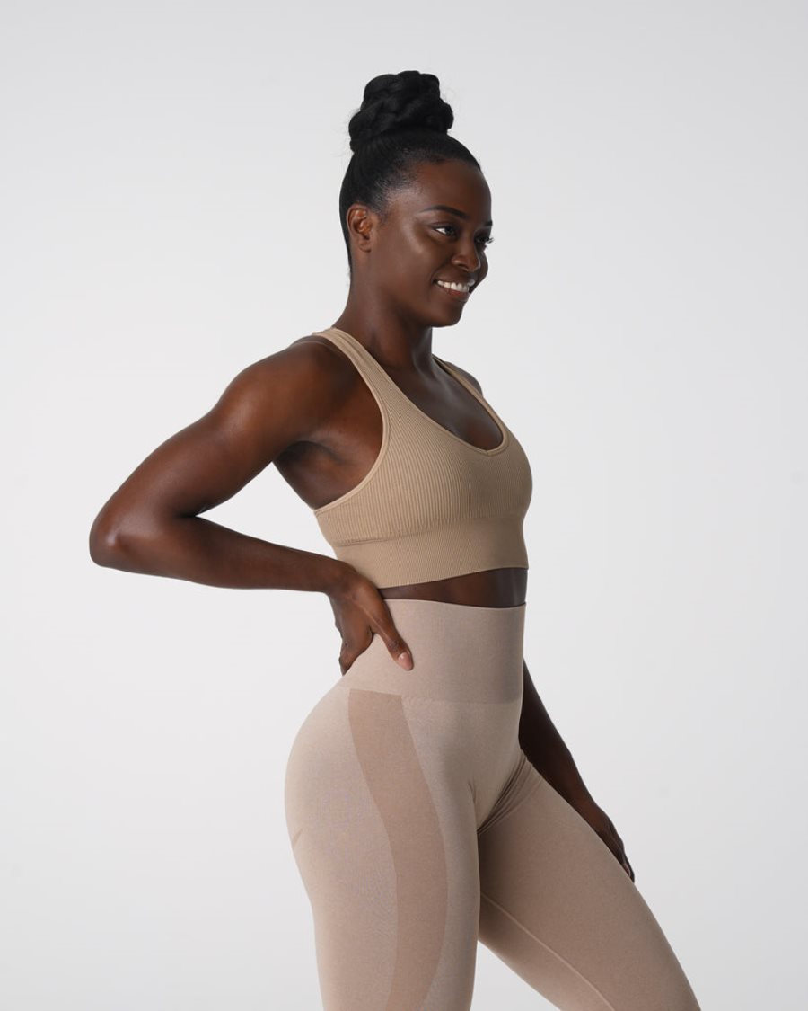 Sujetadores Deportivos NVGTN Galaxy Acanalado Seamless Mujer Beige España | KtY6rdzU