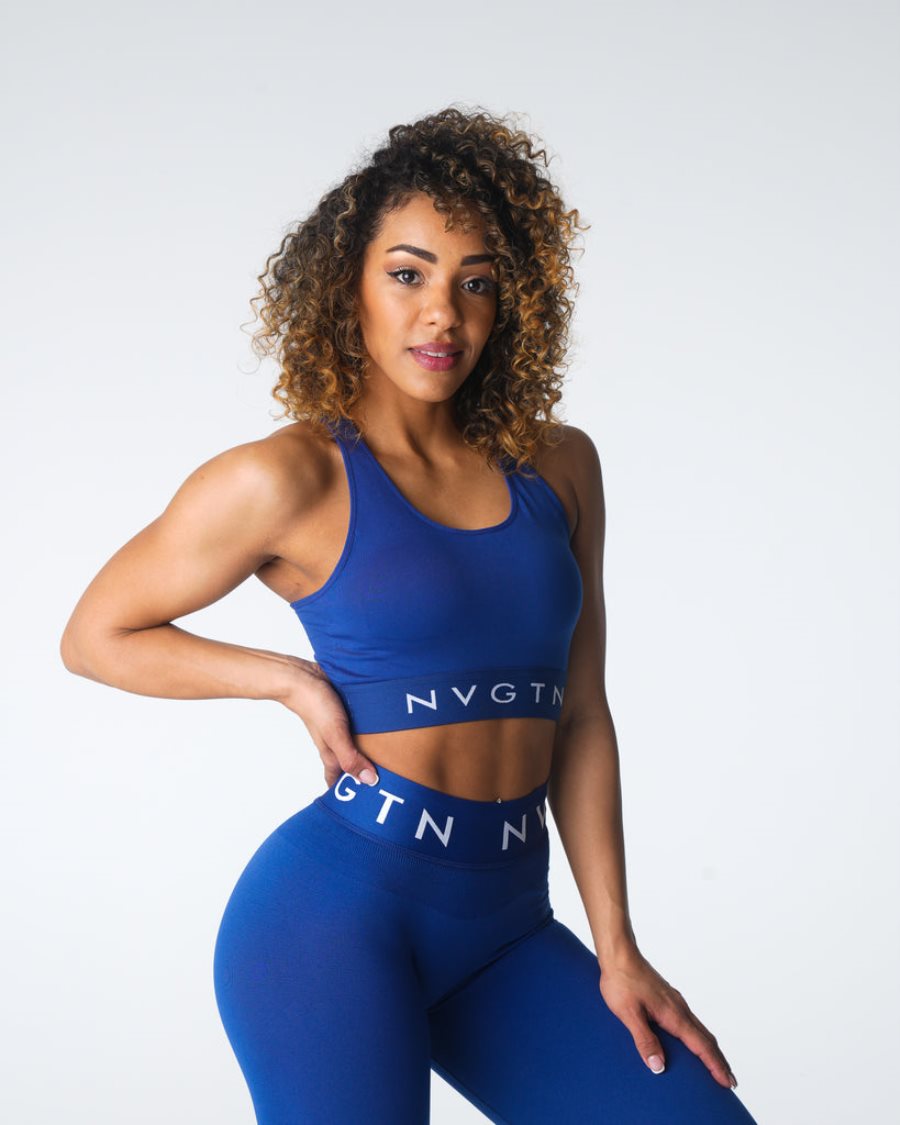 Sujetadores Deportivos NVGTN Legacy Deporte Seamless Mujer Azul Marino España | 8Da11WaM